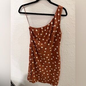 Abercrombie & Fitch Brown Polka Dot One-Shoulder Dress